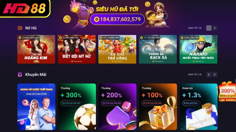 Khám phá những sảnh game hot nhất tại HD88