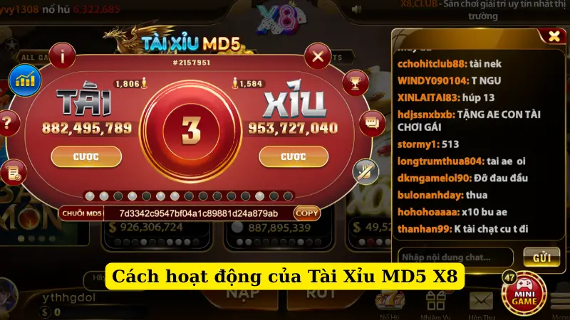 Cách hoạt động của Tài Xỉu MD5 X8